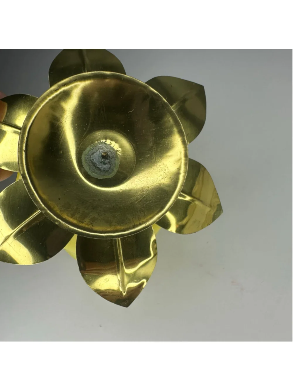 Vintage Yellow Rose Flower Candle with Gold Holder Base
